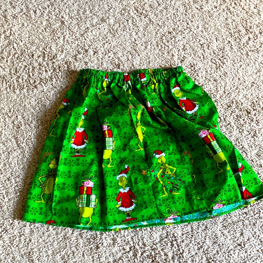 Cute grinch Christmas skirt for kids